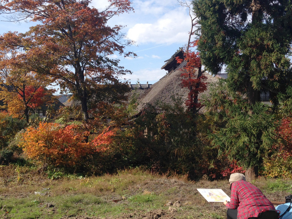 上野の森美術館 アートスクール 助手ブログ スケッチ旅行 紅葉の風景を描く スケッチ旅行レポート 第4回山形かわにし絵の展示会